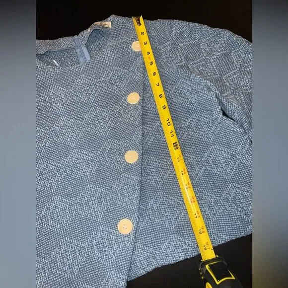 ZARA Trf Puffed Sleeve Blue Blazer Style Top Size Medium EUC - Picture 8 of 8